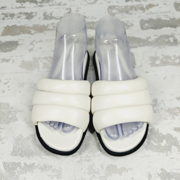 New Marc Fisher Yessy White Leather Slide Sandals F966 - Picture 4 of 12